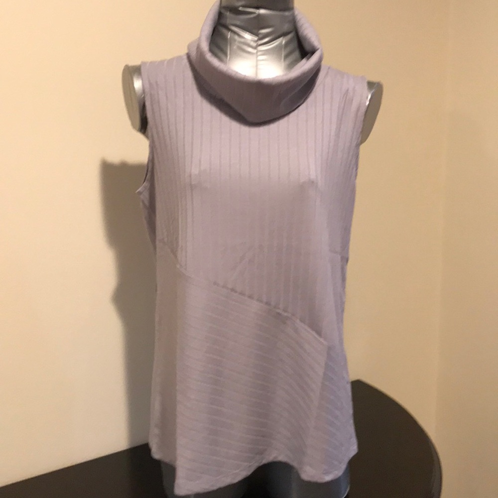 Petite ribbed cowl neck top